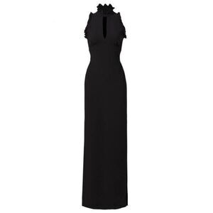 SHOSHANNA Black Ruffle Giana Gown 2R